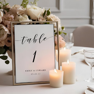 Numéro De Table Calligraphie Moderne Mariage