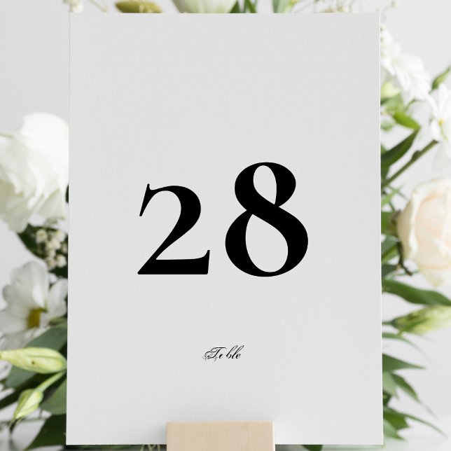 Numéro De Table Calligraphie modifiable Élégant Mariage noir blanc (Créateur téléchargé)