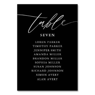 Numéro De Table Calligraphie noir Mariage rustique Tableau de sièg