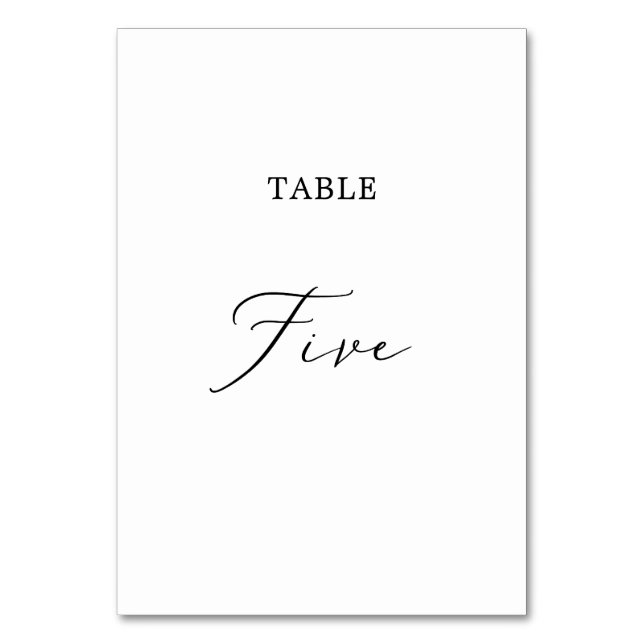 Numéro De Table Calligraphie noire délicate Tableau Cinq Numéro de (Par défaut)