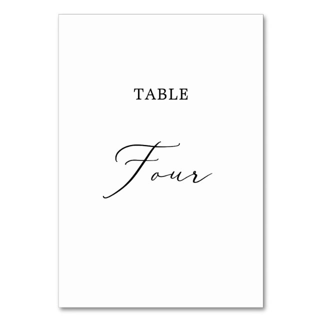 Numéro De Table Calligraphie noire délicate Tableau Quatre Numéro  (Par défaut)