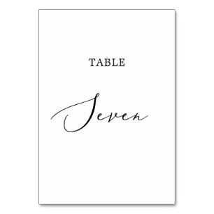 Numéro De Table Calligraphie noire délicate Tableau Sept