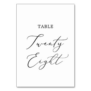 Numéro De Table Calligraphie noire délicate Tableau Vingt-huit