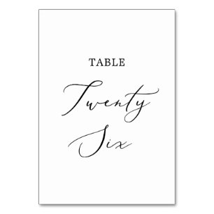 Numéro De Table Calligraphie noire délicate Tableau Vingt-six