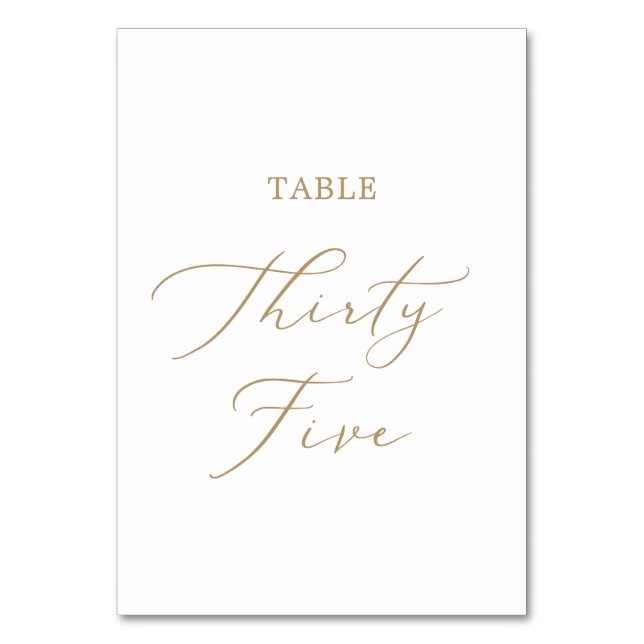 Numéro De Table Calligraphie Or Delicée Table Trente Cinq (Par défaut)