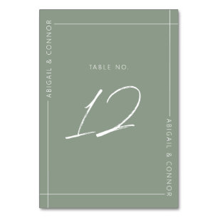 Numéro De Table Calligraphie verte simple et moderne