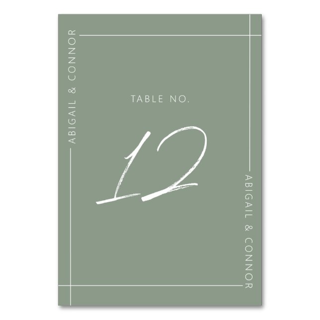 Numéro De Table Calligraphie verte simple et moderne (Par défaut)