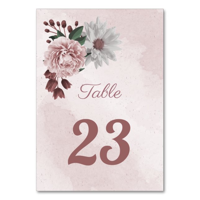 Numéro De Table cannelle rose rose blanc floral (Par défaut)