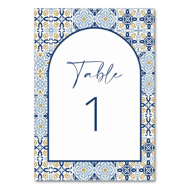 Numéro De Table Carreaux bleu et jaune d'Amalfi  (Par défaut)