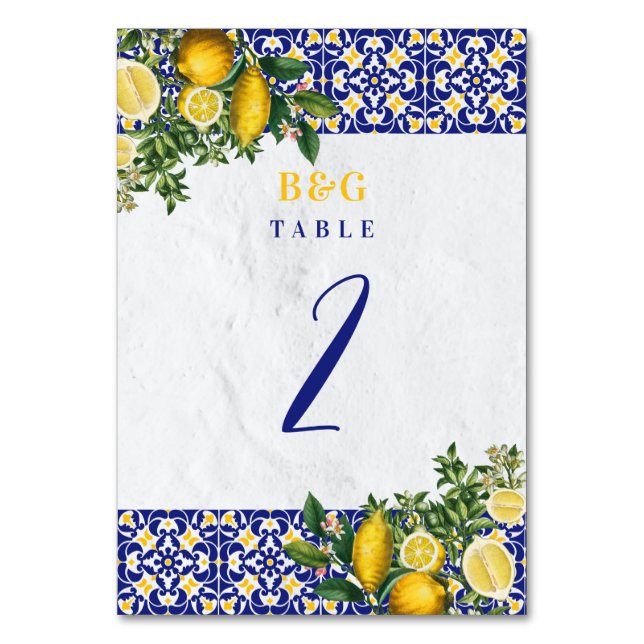 Numéro De Table Carrelage méditerranéen Itinéraire Mariage citron (Par défaut)