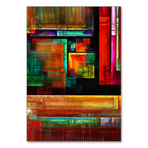 Numéro De Table Carrés colorés Motif d'art Abstrait moderne #04