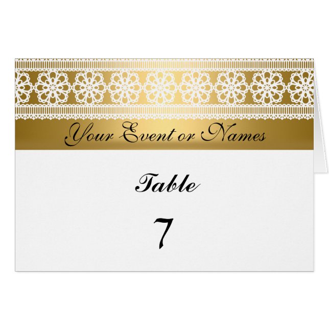 Numéro de table Carte de partie assise Or Blanc (Devant horizontal)