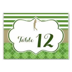 Numéro de table carte golf or vert