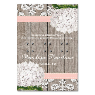 Numéro De Table Carton blanc Hydrangea Pink Ribbon do-it-yourself 