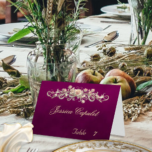 Numéro De Table Carton de table - Rose défilée et monogramme cœur 