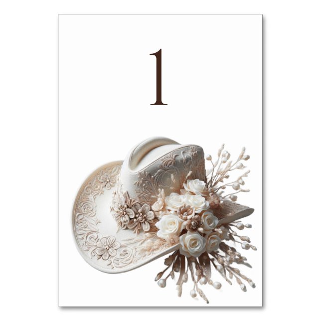 Numéro De Table Casquette blanc Cowgirl avec fleurs (Par défaut)