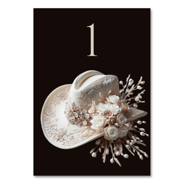 Numéro De Table Casquette blanc Cowgirl avec fleurs (Par défaut)