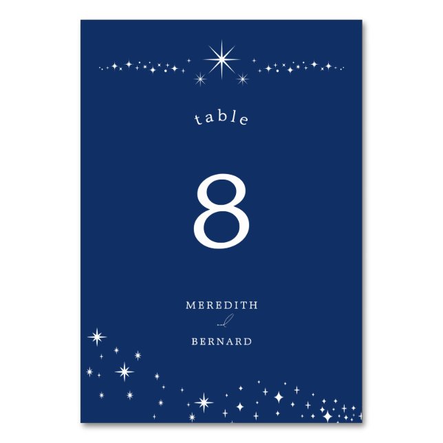 Numéro De Table Celestial Elegant Wedding Stars Navy Blue (Par défaut)