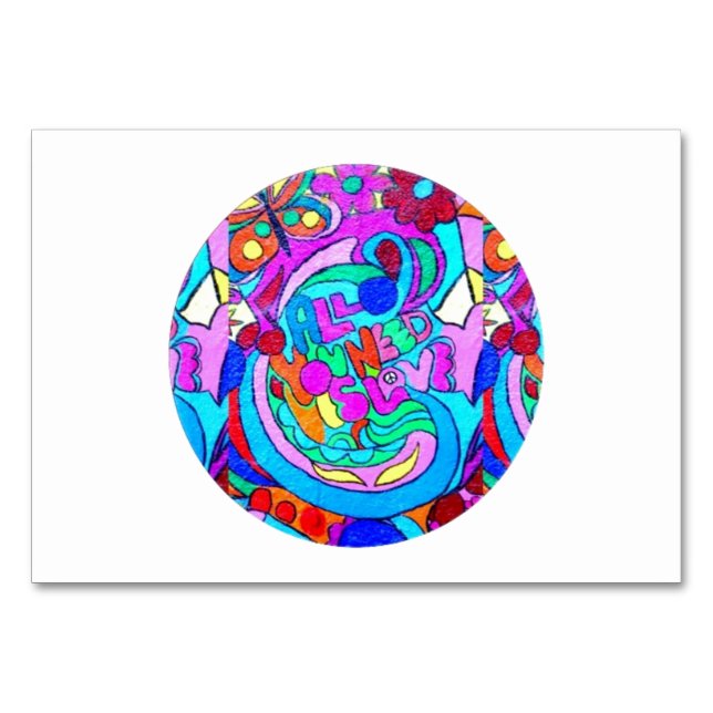 Numéro De Table cercle d'amour super hippie (Devant)