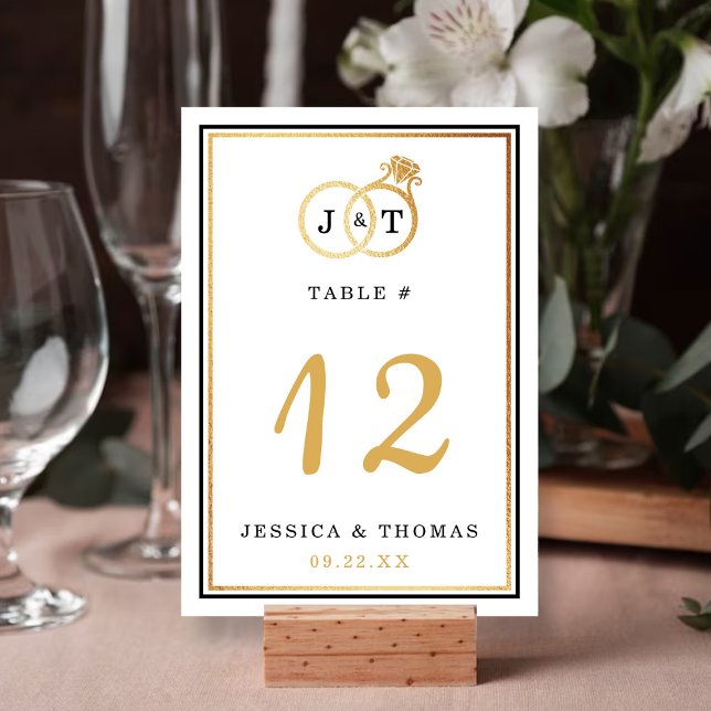 Numéro De Table Cercles Mariages Chic Faux Gold Foil (Créateur téléchargé)