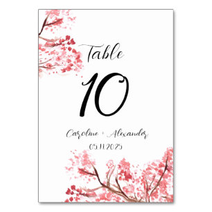 Numéro De Table Cerise fleur moderne Oriental Sakura Mariage