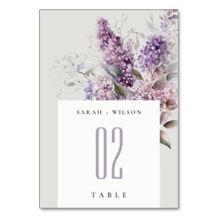 Numéro De Table Chalet Dusky Lilac Mariage d'aquarelle florale