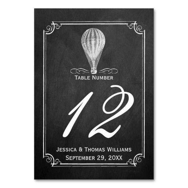 Numéro De Table Chalkboard Hot Air Balloon Collection Mariage (Par défaut)