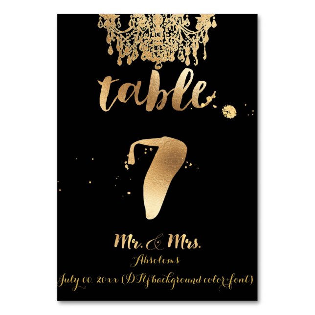 Numéro De Table Chandelier PixDezines/Faux Gold/table 7 (Par défaut)