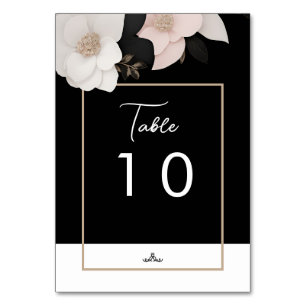 Numéro De Table Chanel noir et blanc bijou mariage floral