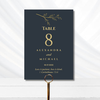 Numéro De Table Charbon de bois Botanique Mariage chrétien   