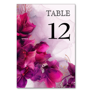 Numéro De Table 💍 Charmant Fuchsia Enchantement : Aquarelle