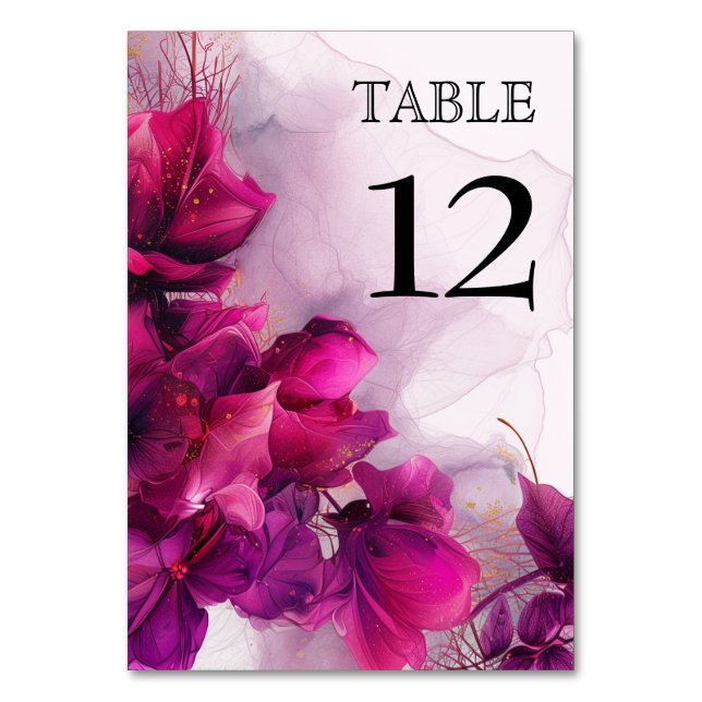 Numéro De Table 💍 Charmant Fuchsia Enchantement : Aquarelle (Par défaut)