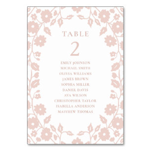 Numéro De Table Charming Blush Folk Floral Seing Chart