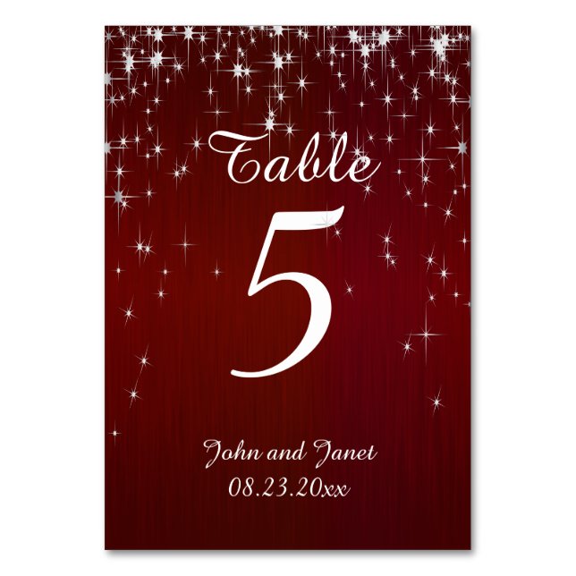 Numéro De Table Charming Star Struck Mariage | Rouge Bourgogne (Par défaut)