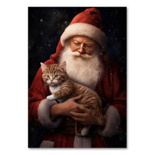 Numéro De Table Chat abyssinien avec Noël Festif du Père Noël