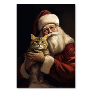Numéro De Table Chat du Bengale avec Noël du Père Noël