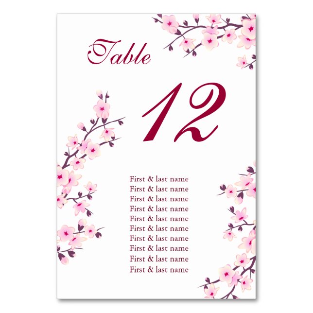 Numéro De Table Cherry Blossoms Mariages rose (Par défaut)