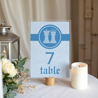 Numéro De Table Chess King and Queen Wedding Table Card, Blue