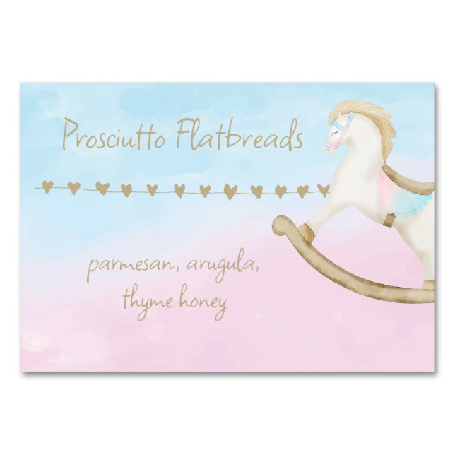 Numéro De Table Cheval Rocheux bleu rose Étiquette alimentaire neu (Devant)