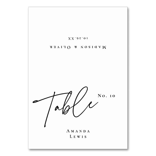 Numéro De Table Chic blanc Mariage Escort Place Card avec nom d'hô (Par défaut)