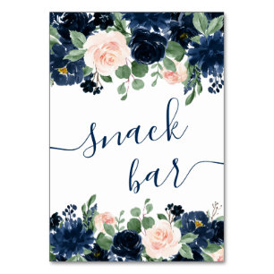 Numéro De Table Chic Blooms Bar à desserts floral marine et rose