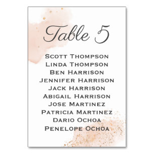 Numéro De Table Chic Blush Aquarelle Or Plaques de siège graphique