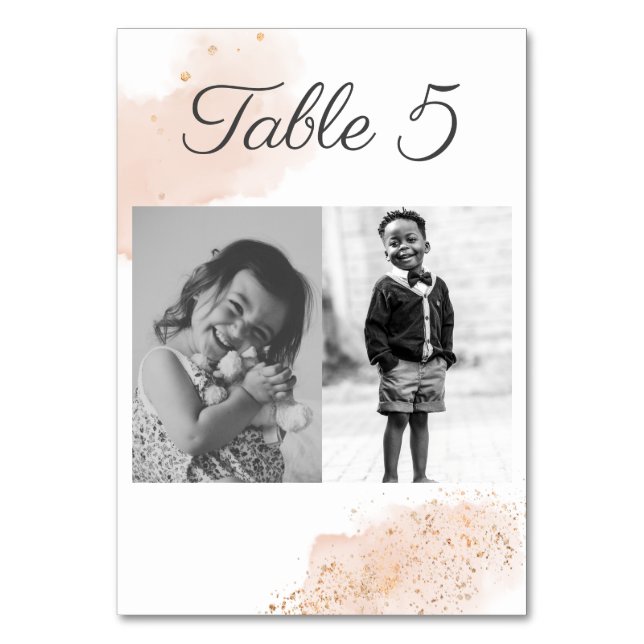 Numéro De Table Chic Blush Watercolor Gold Splatters Mariage Photo (Par défaut)