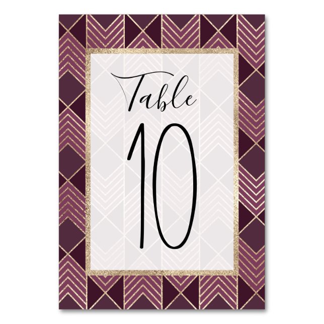 Numéro De Table Chic Bourgogne or Arrowhead Chevron géométrique (Par défaut)