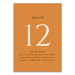 Numéro De Table Chic Citrouille Orange Event Table Tente Sign