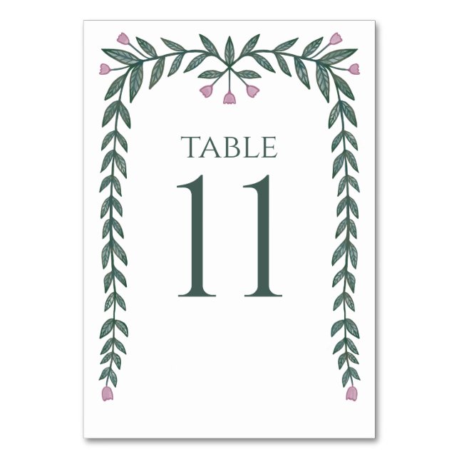 Numéro De Table Chic Elégant Cadre Floral Vins Botaniques Rose (Par défaut)