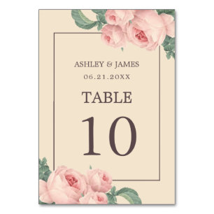 Numéro De Table Chic rose rose rose Vintage Mariage ivoire