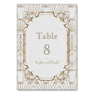 Numéro De Table Chic White Gold Great Gatsby Art Déco TABLE NUMBER