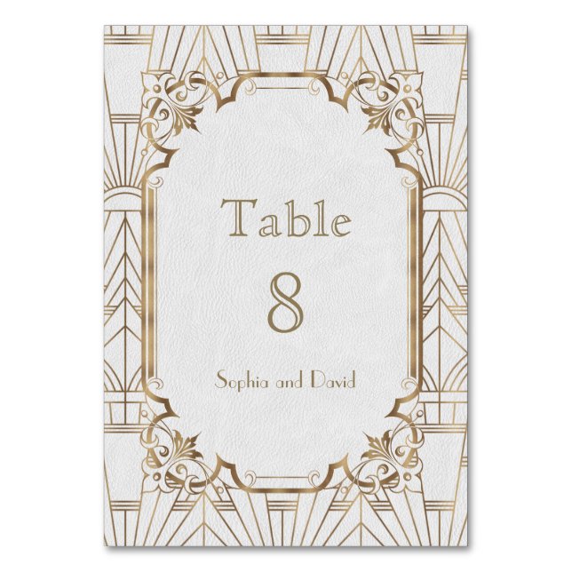 Numéro De Table Chic White Gold Great Gatsby Art Déco TABLE NUMBER (Par défaut)
