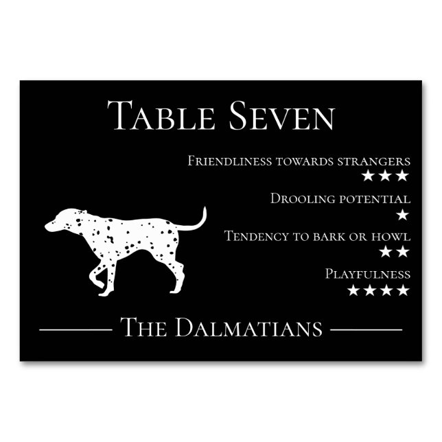 Numéro De Table Chien unique et drôle dalmatien invité trait maria (Devant)